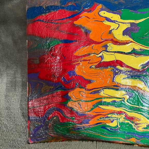 Rainbow paint pour in honor of PRIDE - 8” x 10” canvas board - Picture 4 of 6